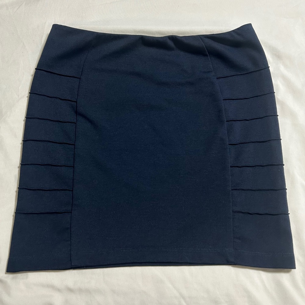 Forever 21 Navy Blue Side Ruffle Tiered Bodycon Mini Skirt Womens Size Medium